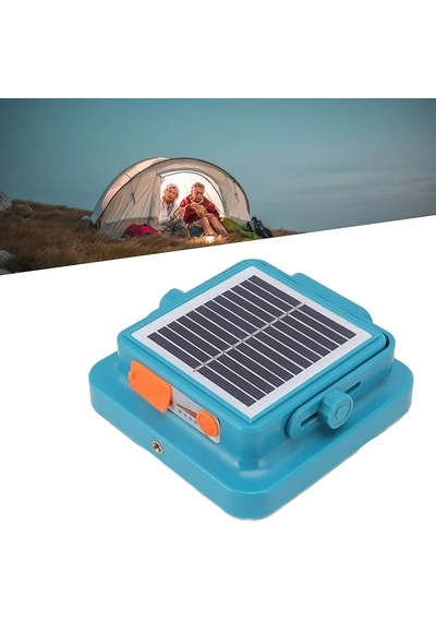 Hp-l02 Solar Taşınabilir Led Kamp Lambası 60w 60 Led Usb Şarjlı Powerbank Özellikli Su Geçirmez Flaşhör 4 Mod Açık Mavi