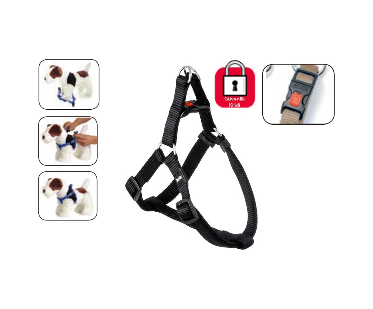 Karlıe Kilitli Göğüs Tasma M 40-70 Cm Siyah Çok Renkli