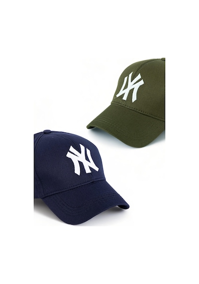 Unisex 2'li Set Lacivert ve Haki Renk Ny New York Beyzbol Şapka - Unisex Lacivert - Haki