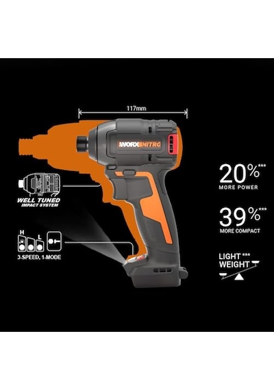 Tr 20volt 2.0ah Li-ıon Çift Akülü 200nm Kömürsüz Profesyonel Şarjlı Darbeli Tornavida