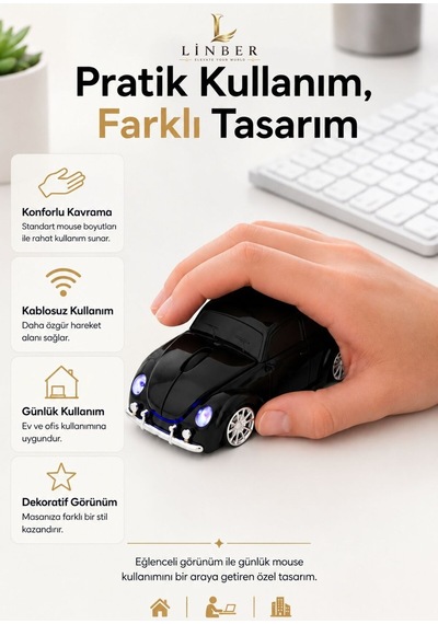 Klasik Siyah Beetle Vosvos Tasarımlı 2.4g Kablosuz Mouse Usb Alıcılı Araba Şeklinde Optik Mouse Çok Renkli Diğer Klasik Siyah Beetle Vosvos Tasarımlı 2.4g Kablosuz Mouse Usb Alıcılı Araba Şeklinde Optik Mouse Çok Renkli Diğer