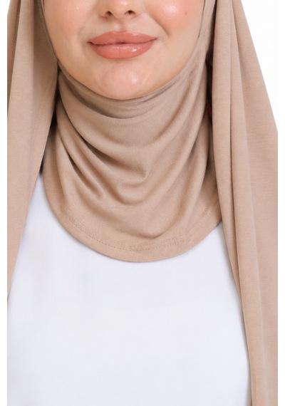 Modish Group Penye Boyun Kapamalı Şal Başörtü Hazır Giyim Turban Esnek Jersey Şal Koyu Vizon