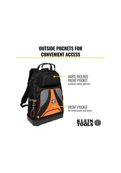 Klein Tools 55421bp-14 Alet Sırt Çantası, Ağır Hizmet Tipi Tradesman Pro Alet Çantası Düzenleyici, 39 Cepli, Kalıplanmış Taban