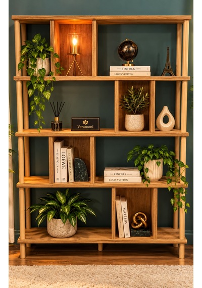 Veramoni 5 Raflı Modern Kitaplık 137x90x20 Cm - Çam