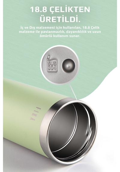 Neoflam Fika Tauko Sızdırmaz Kolay Sökülebilir Temizlenebilir Patentli Kapak Çelik Bardak Termos 470 Ml Mint Yeşili
