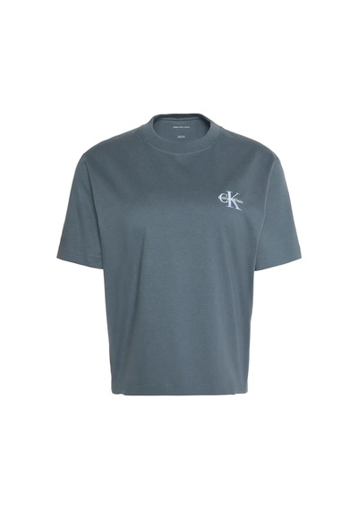 Calvin Klein Ss Boxy Left Chest M, Ceg Gri Kadın T-shirt