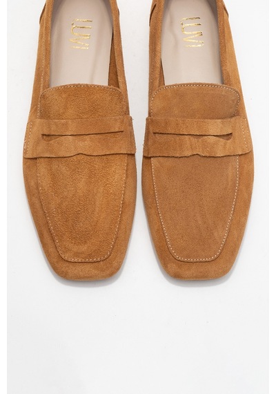 Luvishoes Luvi Shoes Morne Taba Süet Hakiki Deri Kadın Loafer Ayakkabı Taba Süet