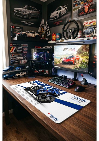Gsx-r 1000 40x90 Cm Oyuncu Mousepad Kaymaz Taban Büyük Boy Mousepad Beyaz