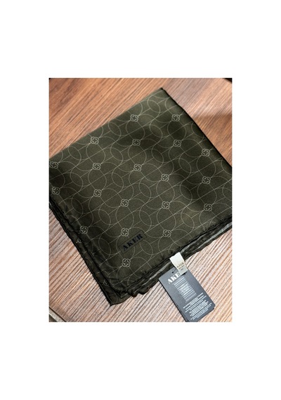 Aker Monogram Desen 2025/2026 Saf İpek Sura Eşarp 9065713 Haki - 351 Haki - 351