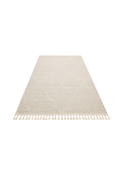 Loft Lf02 Geometrik Desenli Bej Modern Salon Halısı Hav Toz Vermez