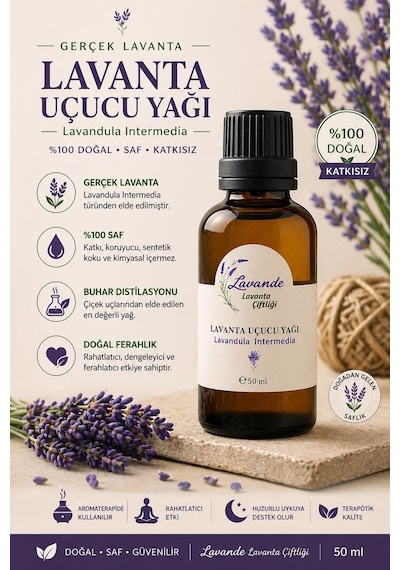Lavande Lavanta Çiftliği Lavanta Yağı L.intermedia İçten Damlalıklı 50 ML