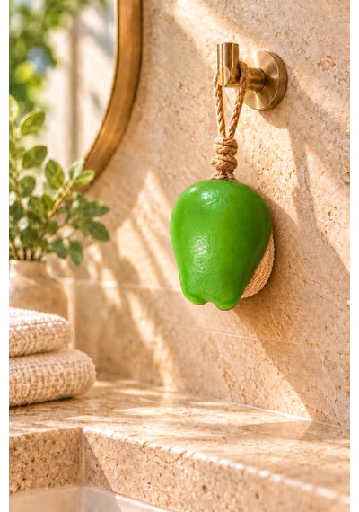 Dekoratif Kokulu Sabun & Peeling Etkili Asılabilir Dekoratif Banyo Sabunu & Yeşil Elma Lifli Katı Sabun 8,5x7x4,8 Cm - 937754394 Diğer
