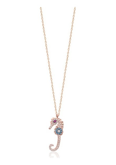 Zirkon Taşlı Rose Altın Kaplama Deniz Atı Gümüş Kolye Gold - Rose Gold - Gümüş Zirkon Taşlı Rose Altın Kaplama Deniz Atı Gümüş Kolye Gold - Rose Gold - Gümüş