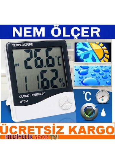 Nem Ölçer Termometre Dijital Masa Duvar Saati