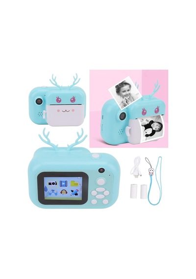 Anlık Termal Yazıcılı Dijital Çocuk Kamerası Geyikli 2.4 İnç Hd Photo Printer Camera Pembe