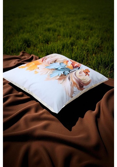 Sonbahar Esintisi Dijital Baskılı Kırlent Kılıfı - 40x40 Cm Ekru