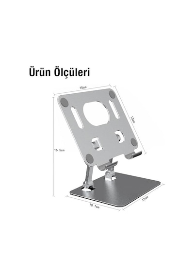 Zhltools Katlanabilir Alüminyum Tablet Ve Telefon Tutucu Standı Gümüş