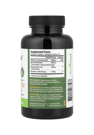 Forest Leaf, Quercetin Bromelain + Stinging Nettle & Vitamin C, 90 Vegetable Capsules