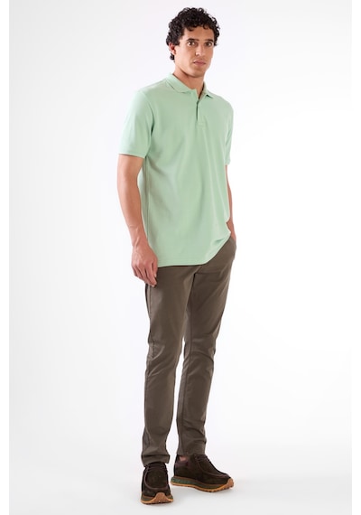 Dufy Mint Yeşili Polo Yaka Pamuklu Düz Renk Slim Fit Erkek T-shirt Mint Yeşili