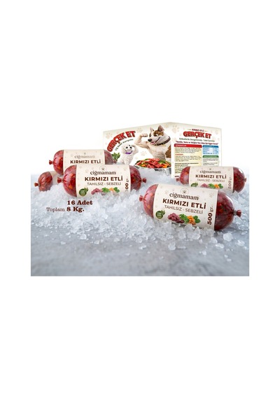 Kırmızı Etli Tahılsız Sebzeli Barf Köpek Maması 8 Kg - 500 G X 16