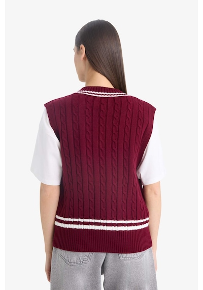 Defacto Okula Dönüş Coool Regular Fit V Yaka Yelek D4686ax25wnbr467 Bordo