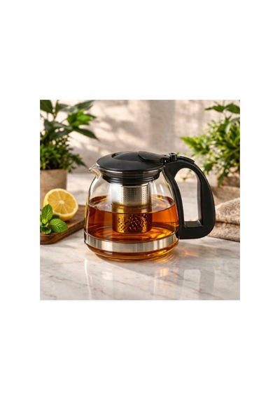 1100 Ml Isıya Dayanıklı Süzgeçli Borosilikat Çay Demliği 13 Cm Diğer