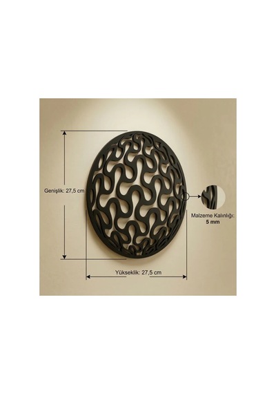 Geometrik Desenli Daire Duvar Tablosu Mdf Lazer Kesim Modern Minimal Duvar Süsü Renk