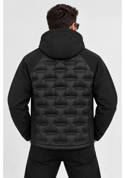 Hk Premium Erkek Parmak Baskı Kapitone %100 Polyester Hibrit Softshell Kapüşonlu Şişme Mont Siyah Hk Premium Erkek Parmak Baskı Kapitone %100 Polyester Hibrit Softshell Kapüşonlu Şişme Mont Siyah