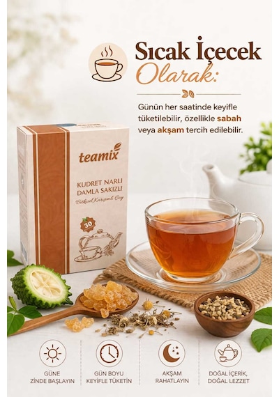 Damla Sakızlı Kudret Narlı Bitkisel Karışımlı Çay 60 G 30 Süzen Poşet