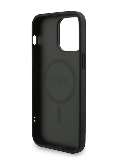 Apple Uyumlu iPhone 14 Pro Max Kılıf Guess Lisanslı M-safe Bilek Askı İpli Yazı Logolu Kapak Siyah