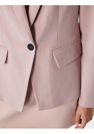 Koton Geniş Yaka Cep Detaylı Düğmeli Blazer Ceket Pembe 7wak50055uw Gül
