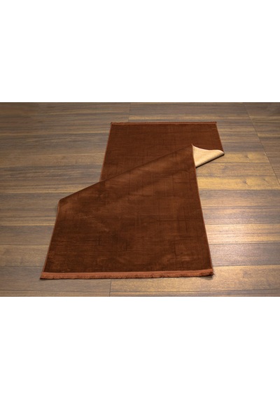 Kiremit Rengi Lotus Bambu Model Altı Kaymaz Makine Dokuma Halı-858 Renkli