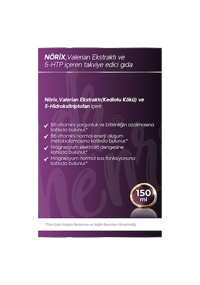 Nörıx Uyku Şurubu Valerıan, Melısa Ve 5-htp İçeren Vıtamın Katkılı 150 Ml