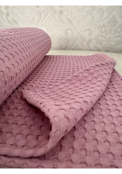 Premium %100 Pamuk Tek Kişilik Yazlık Pike, Yatak Örtüsü, Terletmez Kumaş Pudra Renk 160x240cm Pudra