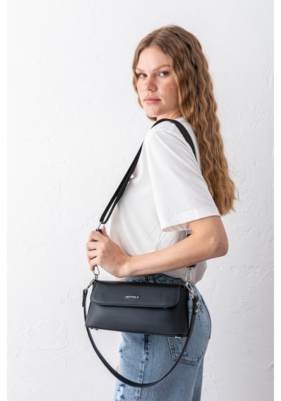 Just Polo Kadın Zoya Model Yumuşak Deri Görünümlü Omuz Çantası Ve Çapraz Askılı Baget Çanta Siyah 37924683