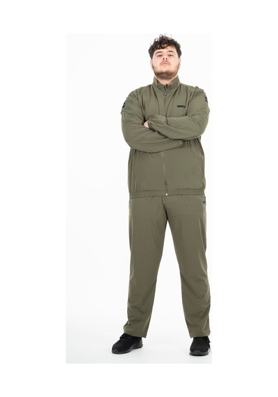 Maraton Sportswear Büyük Beden Erkek Dik Yaka Reglan Kol Basic Haki Eşofman Takımı 21854-Haki