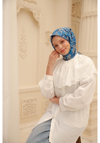 Silk Home Soft Eşarp 73081-24 Gümüş, Gri, Mavi, Lacivert