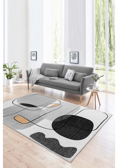 West Home Dijital Baskı Yıkanabilir Kaymaz Taban Leke Tutmaz Gri Mutfak Halısı Salon Halısı Ve Yolluk Wh 578 Grey