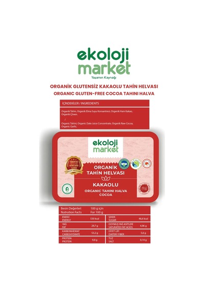 Ekoloji Market Organik Glutensiz Kakaolu Helva 200g