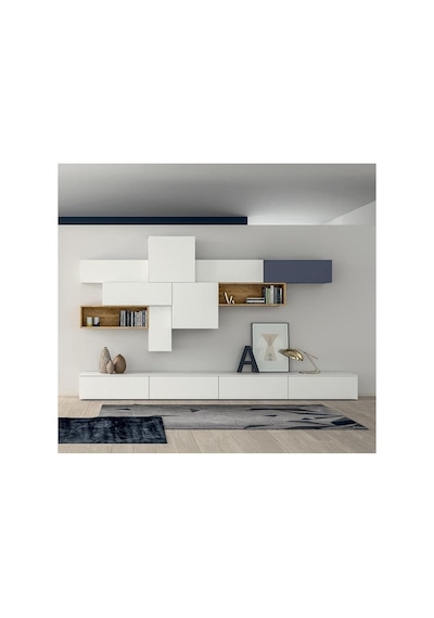 Italia Design Tv Ünitesi Beyaz - Meşe - İzlanda Mavisi Italia Design Tv Ünitesi Beyaz - Meşe - İzlanda Mavisi