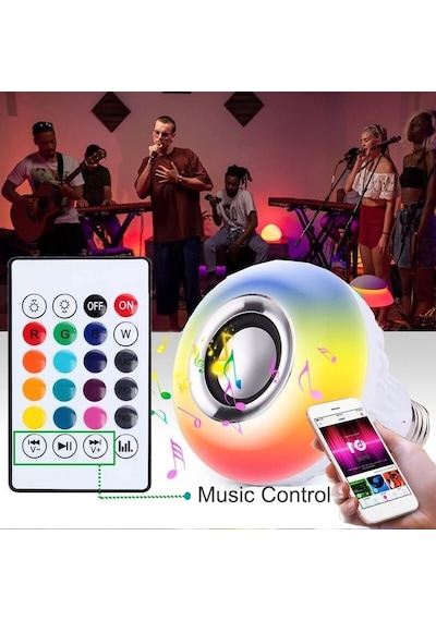 Uzaktan Kumandalı Bluetooth Hoparlör Rgb Led  Ampul
