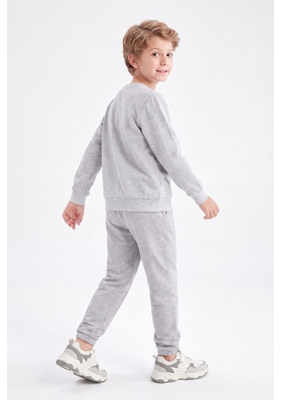 Panios Kids Erkek Çocuk Düz Bisiklet Yaka Çift Cepli Eşofman Takımı Gri