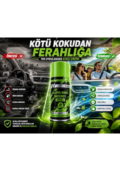 Klima Koku Giderici Bombası 150 Ml - Araç İçi Koku Giderici, Klima Temizleyici, Kalıcı Ferahlık Jeune Mor Koku Yeşil