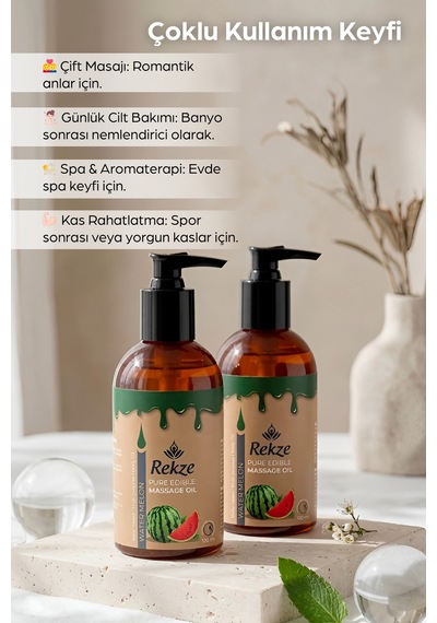 Doğal 3 Adet Karpuz Özlü Duyusal Ve Aromaterapi Yenilir Masaj Yağı 120 Ml - 306302711