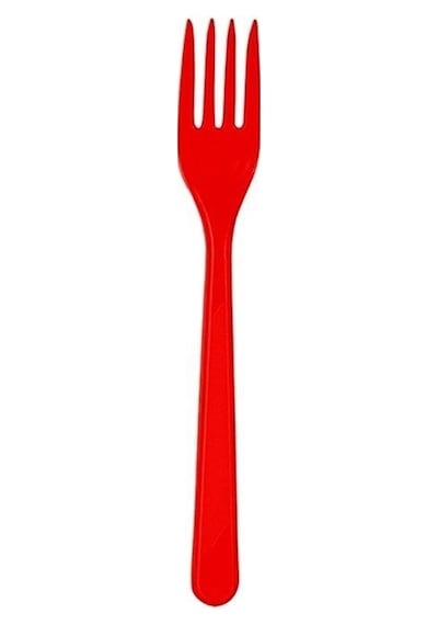 25 Ad Plastik Kırmızı Çatal 18 Cm Kullan At Doğum Günü Parti