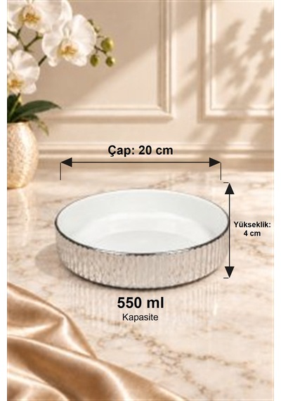 Linea Serisi Dekoratif Kase 20 Cm 550 Ml Gümüş