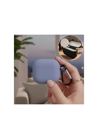 Caseonn Apple Airpods Uyumlu 5 Kılıf Askı Aparatlı Lansman Lavanta Grisi