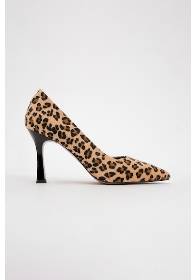 Luvishoes Luvi Shoes Forest Siyah Sarı Desenli Kadın Topuklu Ayakkabı Siyah - Sarı
