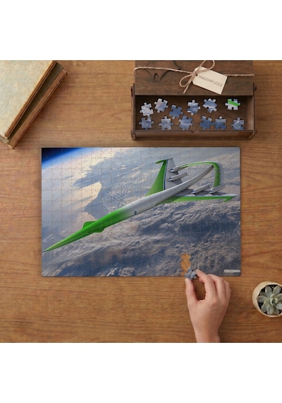 Süpersonik Yeşil Uçak Tasarımı 240 Parça Ahşap Puzzle Ahşap Kutuda Mpy10122