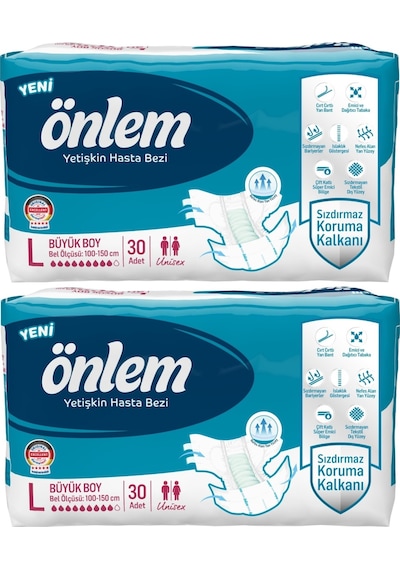 Önlem Hasta Bezi Bel Bantlı Tekstil Yüzey Large Büyük 60 Adet